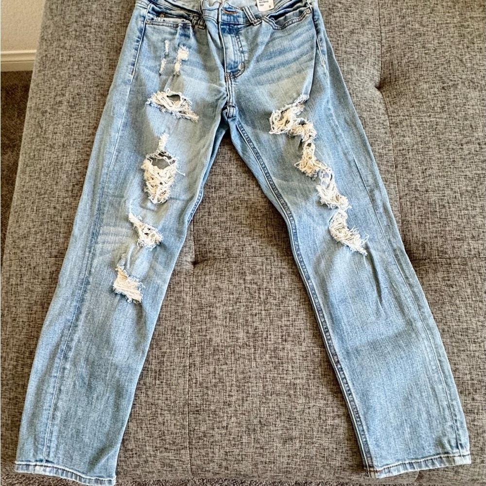 Eunina Light Blue Distressed Low Rise Boyfriend Jeans